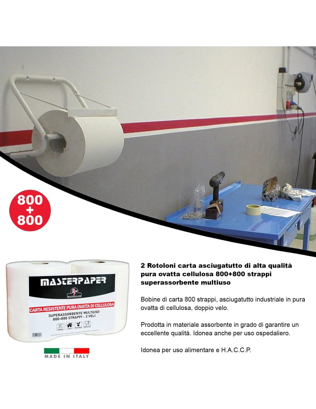 2 Rotoloni Carta Asciugatutto Industriale 2 Pezzi Bobina Carta Asciugatutto 800+800 Strappi Carta Assorbente Cucina 5 2 Rotoloni Carta Asciugatutto Industriale 2 Pezzi Bobina Carta Asciugatutto 800+800 Strappi Carta Assorbente Cucina - immagine 3