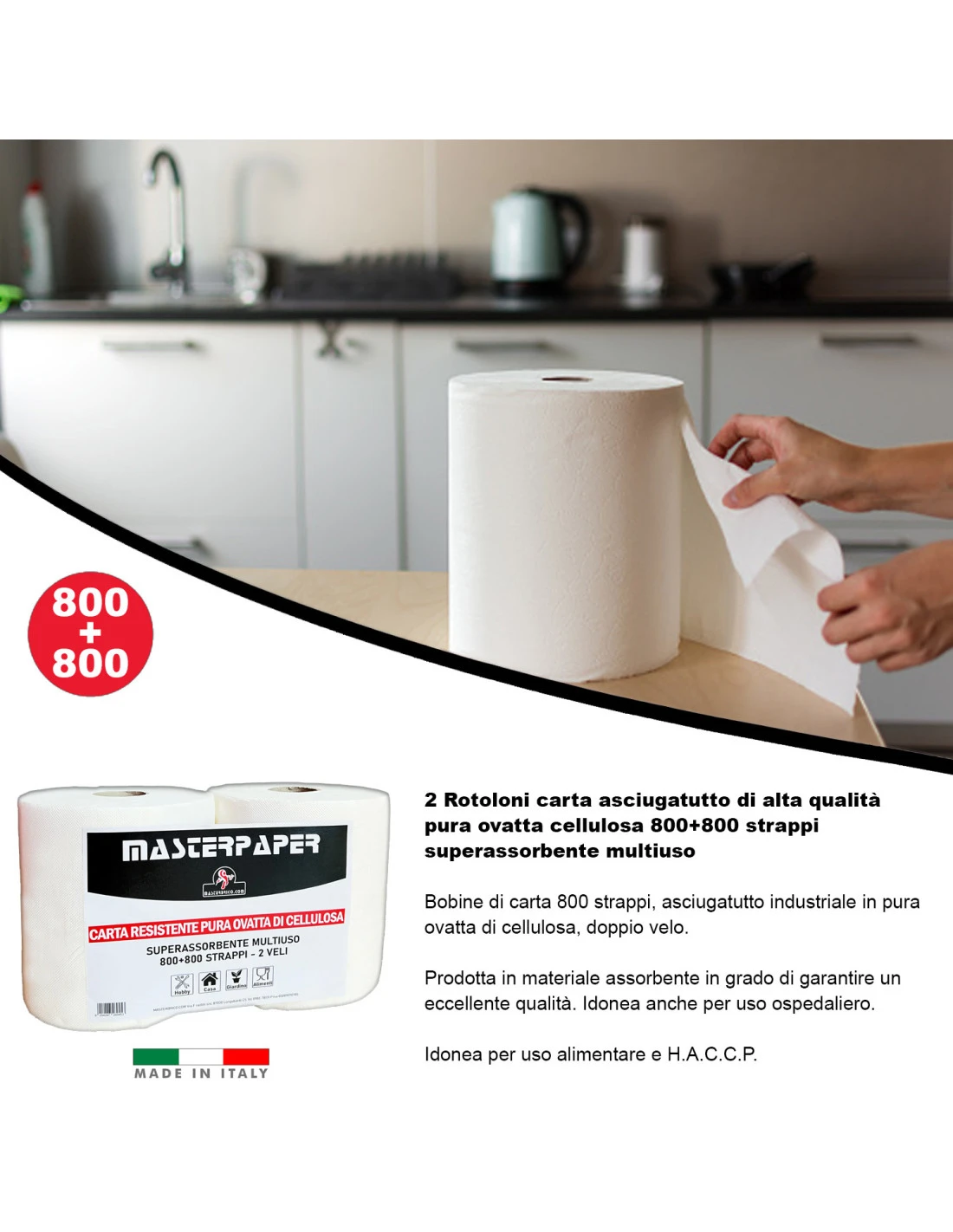 2 Rotoloni Carta Asciugatutto Industriale 2 Pezzi Bobina Carta Asciugatutto 800+800 Strappi Carta Assorbente Cucina 7 2 Rotoloni Carta Asciugatutto Industriale 2 Pezzi Bobina Carta Asciugatutto 800+800 Strappi Carta Assorbente Cucina - immagine 5