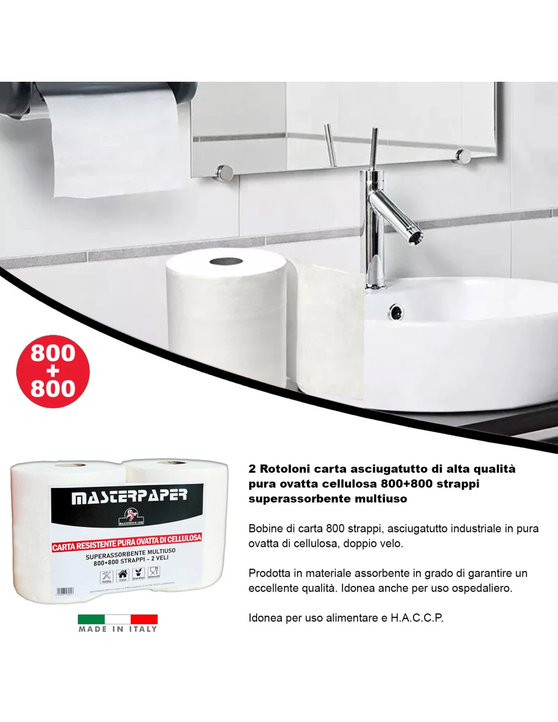 2 Rotoloni Carta Asciugatutto Industriale 2 Pezzi Bobina Carta Asciugatutto 800+800 Strappi Carta Assorbente Cucina 11 2 Rotoloni Carta Asciugatutto Industriale 2 Pezzi Bobina Carta Asciugatutto 800+800 Strappi Carta Assorbente Cucina - immagine 9