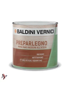 Baldini Vernici PREPARLEGNO Prima Mano Inodore All'acqua Per Legno 0,5 LT