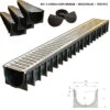 Canaletta Scolo Acqua Piovana Carrabile In PP-PE Con Griglia Zincata 12X92 Kit 3pz