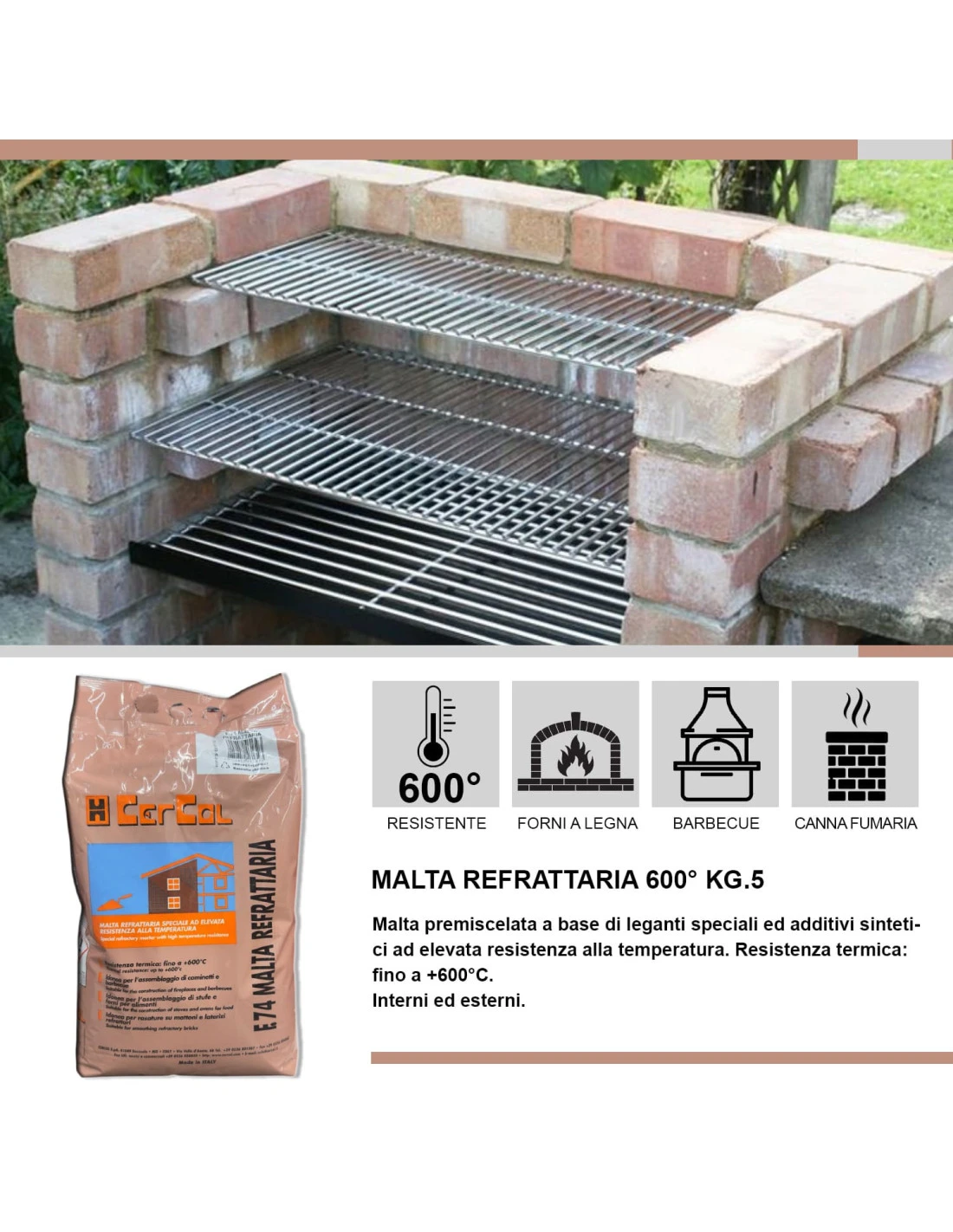 Cemento Refrattario Alta Temperatura 5 Kg Grigio Resistente Fino A 600°C 7 Cemento Refrattario Alta Temperatura 5 Kg Grigio Resistente Fino A 600°C - immagine 5