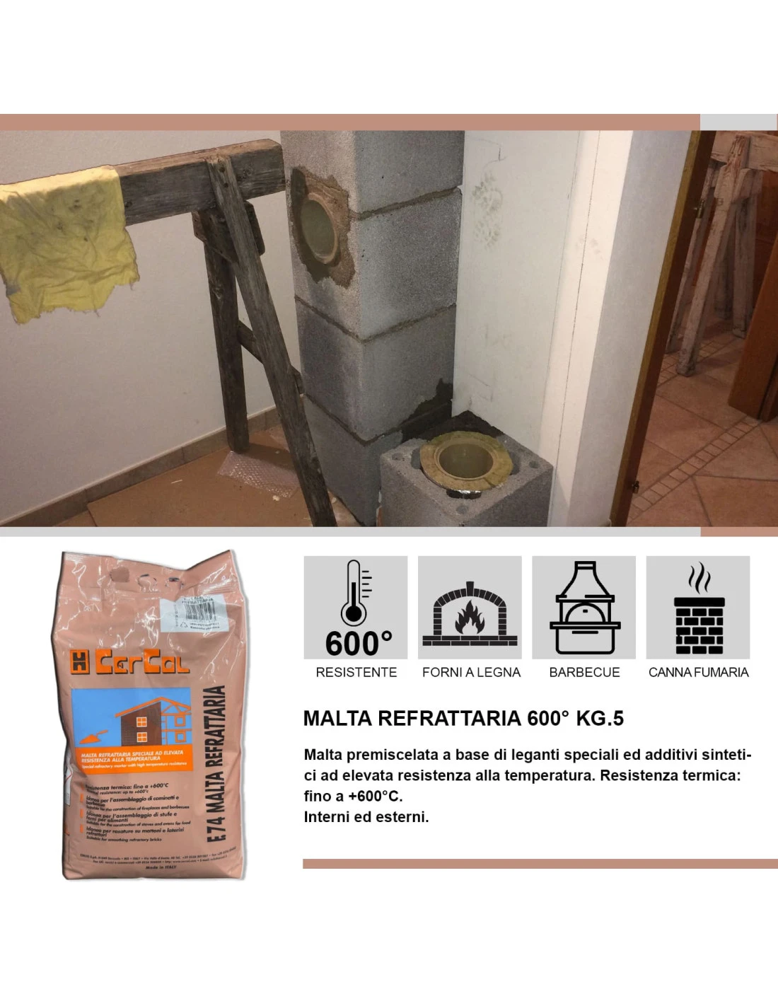 Cemento Refrattario Alta Temperatura 5 Kg Grigio Resistente Fino A 600°C 8 Cemento Refrattario Alta Temperatura 5 Kg Grigio Resistente Fino A 600°C - immagine 6