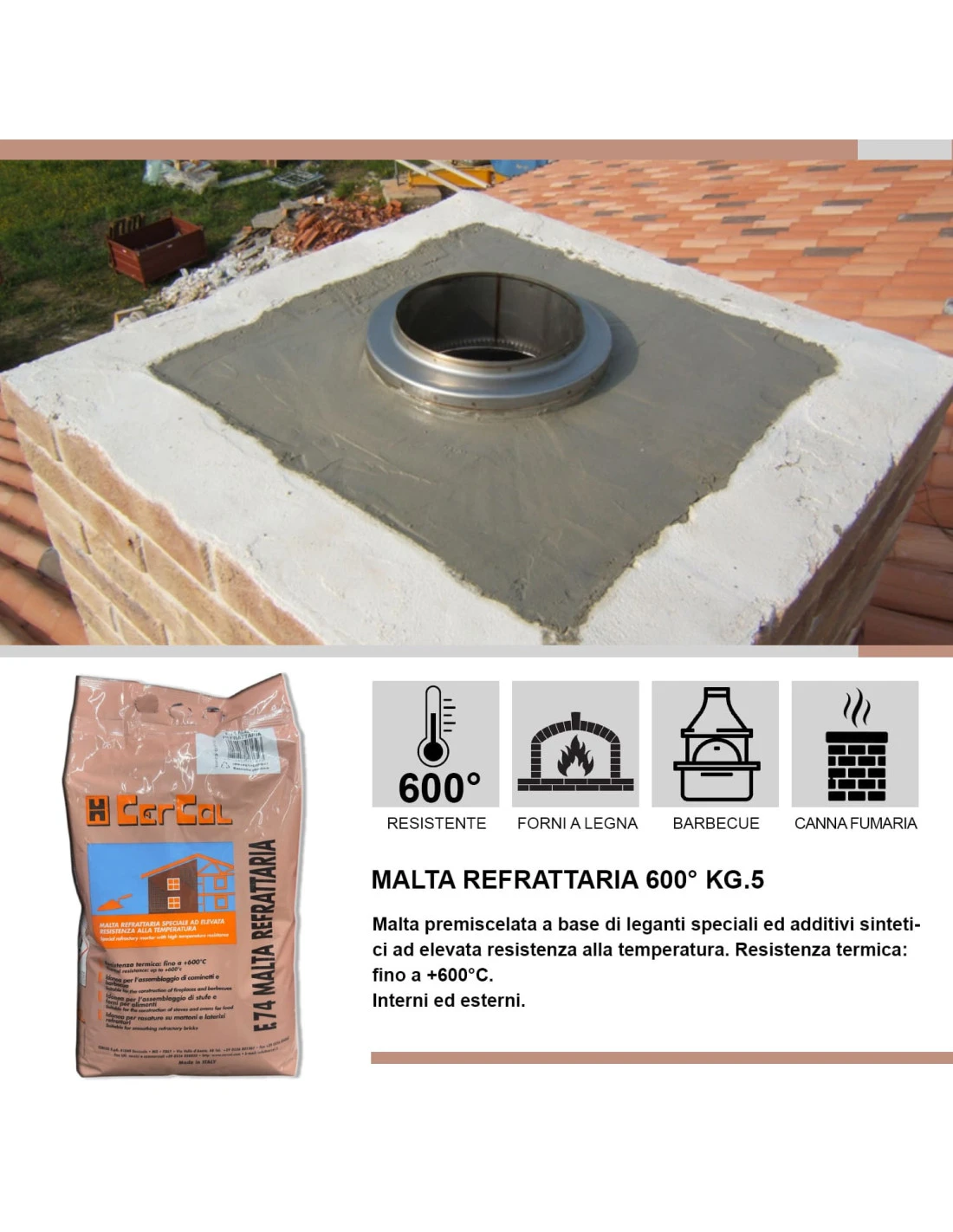 Cemento Refrattario Alta Temperatura 5 Kg Grigio Resistente Fino A 600°C 9 Cemento Refrattario Alta Temperatura 5 Kg Grigio Resistente Fino A 600°C - immagine 7