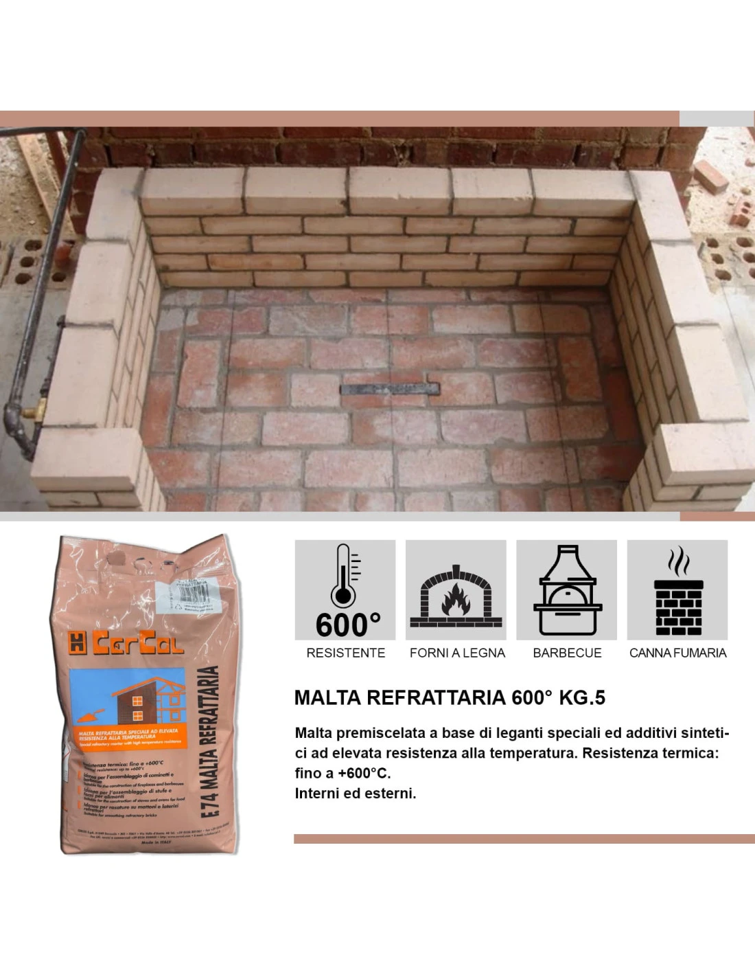 Cemento Refrattario Alta Temperatura 5 Kg Grigio Resistente Fino A 600°C 11 Cemento Refrattario Alta Temperatura 5 Kg Grigio Resistente Fino A 600°C - immagine 9