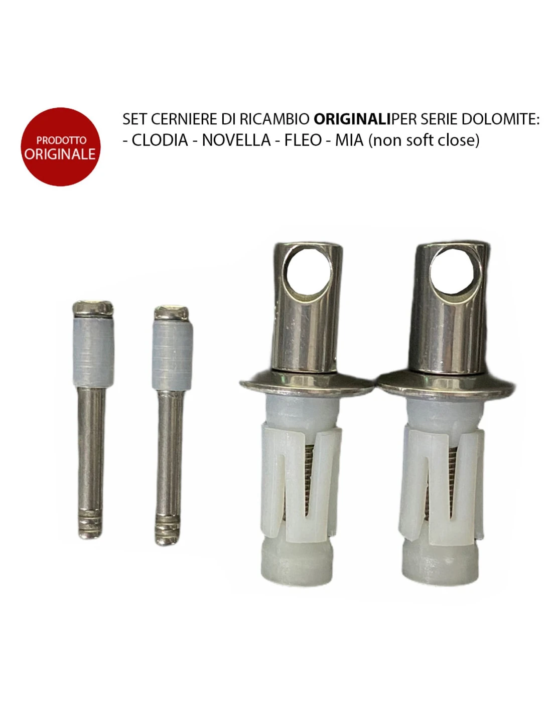 Cerniere Copriwater Originali Per Dolomite CLODIA NOVELLA FLEO MIA (non Soft-close) Espansione In Acciaio Inox Cromato Lucido 4 Cerniere Copriwater Originali Per Dolomite CLODIA NOVELLA FLEO MIA (non Soft-close) Espansione In Acciaio Inox Cromato Lucido - immagine 2
