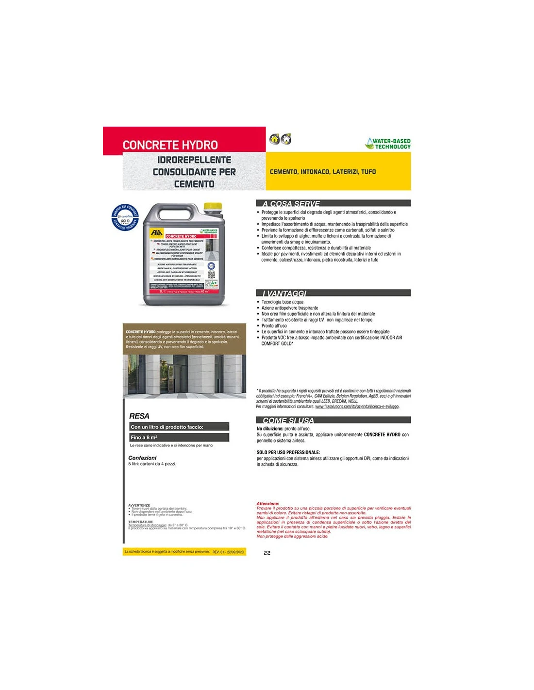 FILA CONCRETE HYDRO LT.5 Idrorepellente Consolidante Per Cemento 9 FILA CONCRETE HYDRO LT.5 Idrorepellente Consolidante Per Cemento - immagine 7