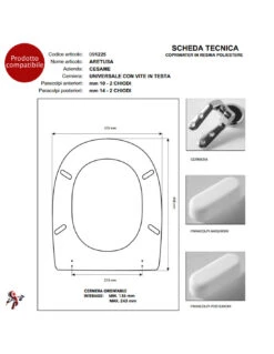 Copriwater Coprivaso Tavoletta Sedile Wc Per Cesame Vaso Aretusa Bianco -Vendite Masterbrico copriwater cesame aretusa bianco 3