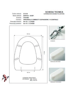 Copriwater Coprivaso Tavoletta Sedile Wc Per Cesame Vaso Zortea Bianco -Vendite Masterbrico copriwater cesame zortea bianco 3