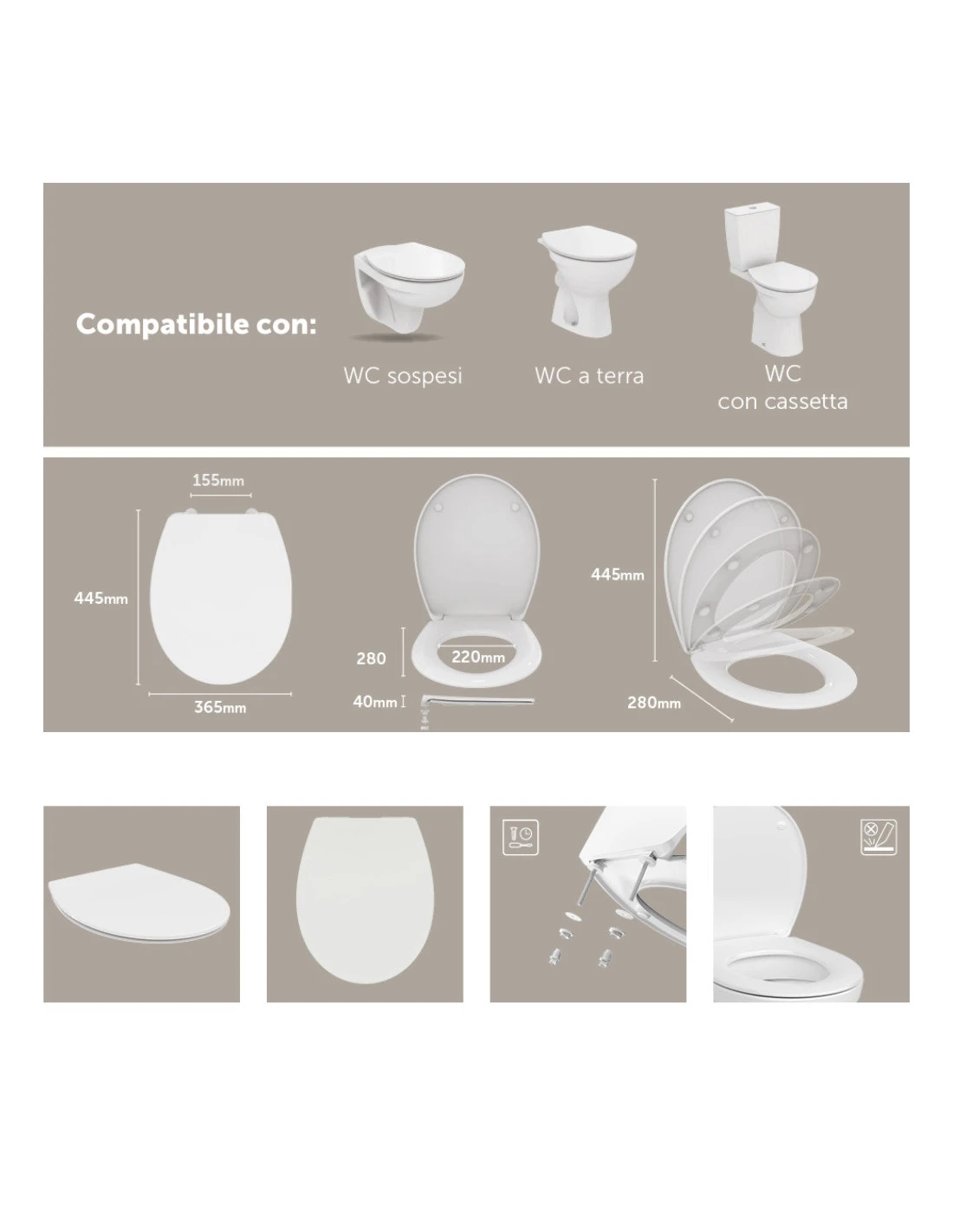 Copriwater Universale Duroplast Chiusura Normale Per Dolomite E Ideal Standard Bianco 9 Copriwater Universale Duroplast Chiusura Normale Per Dolomite E Ideal Standard Bianco - immagine 7