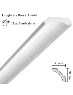 Cornice In Polistirolo Mm50x50x2mt. Mod.B7 Confezione Da 2 Barre