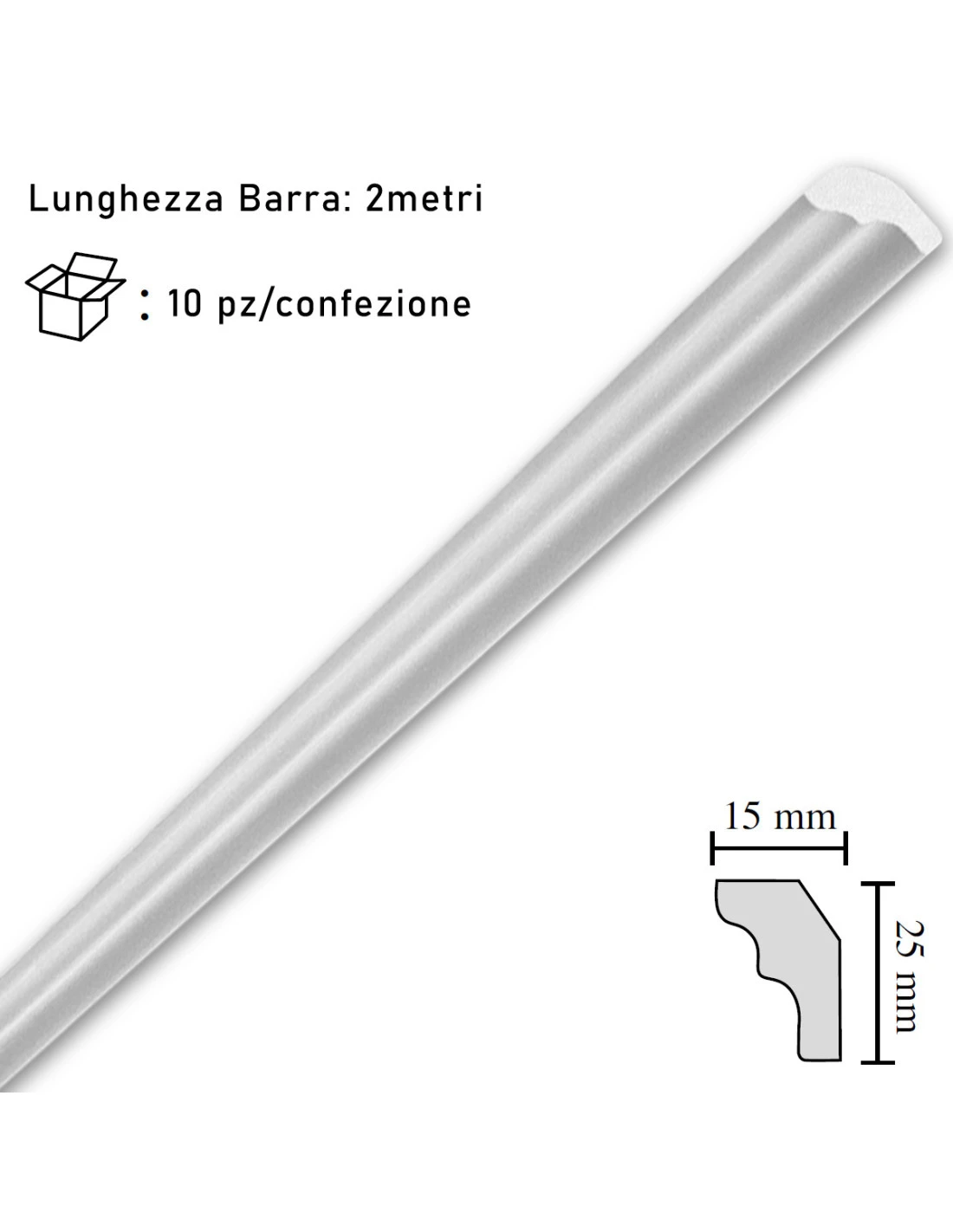 Cornice In Polistirolo Mm15x25x2mt. Mod.E25 Confezione Da 10 Barre 3 Cornice In Polistirolo Mm15x25x2mt. Mod.E25 Confezione Da 10 Barre