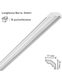 Cornice In Polistirolo Mm33x26x2mt. Mod.S30 Confezione Da 10 Barre