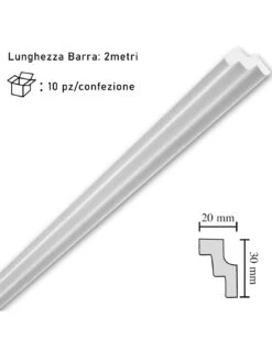 Cornice In Polistirolo Mm20x30x2mt. Mod.T30 Confezione Da 10 Barre