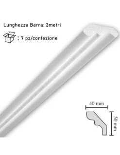 Cornice In Polistirolo Mm40x50x2mt. Mod.D50 Confezione Da 7 Barre