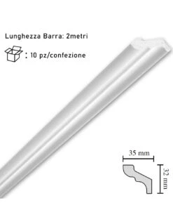 Cornice In Polistirolo Mm35x32x2mt. Mod.F35 Confezione Da 10 Barre