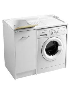 Lavatoio Colavene Domestica Vasca A Sinistra 106x60 Bianco Per Inserimento Lavatrice