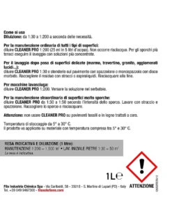 FILA CLEANER PRO LT.1 Detergente Universale Per Pavimenti -Vendite Masterbrico fila cleaner detergente lt1 6
