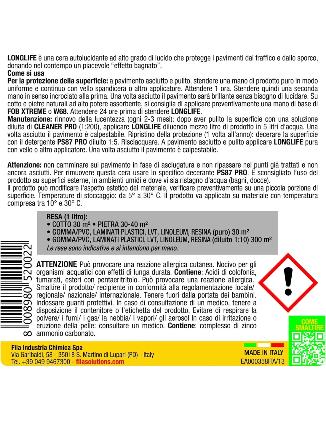 FILA LONGLIFE LT.1 Cera Protettiva Ad Effetto Lucido 5 FILA LONGLIFE LT.1 Cera Protettiva Ad Effetto Lucido - immagine 3