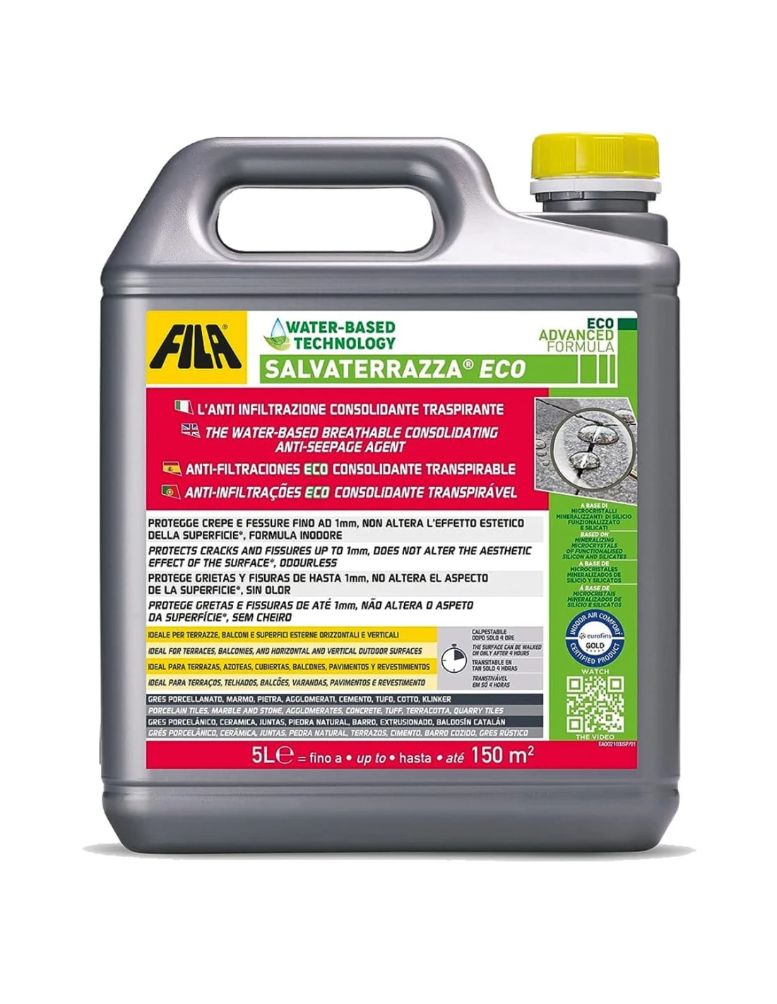 FILA SALVATERRAZZA ECO LT.5 Anti Infiltrazione Consolidante Traspirante 3 FILA SALVATERRAZZA ECO LT.5 Anti Infiltrazione Consolidante Traspirante