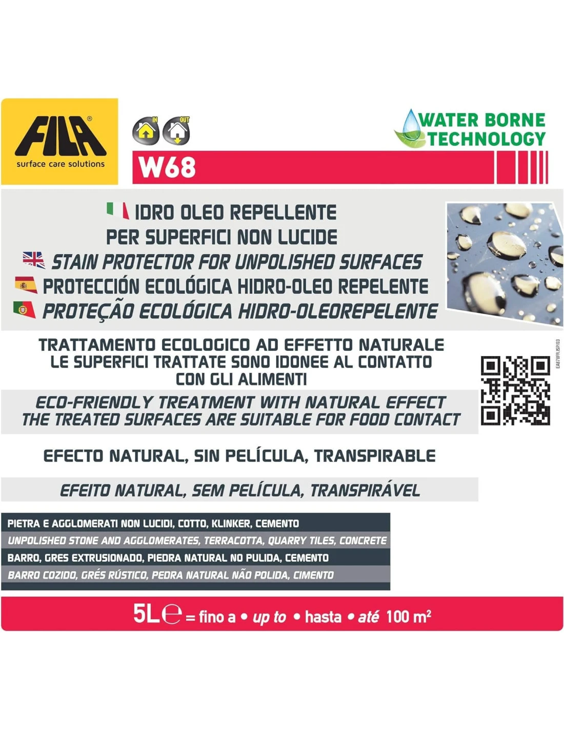 FILA W68 LT.1 Antimacchia Per Superfici Non Lucide Base Acqua 4 FILA W68 LT.1 Antimacchia Per Superfici Non Lucide Base Acqua - immagine 2