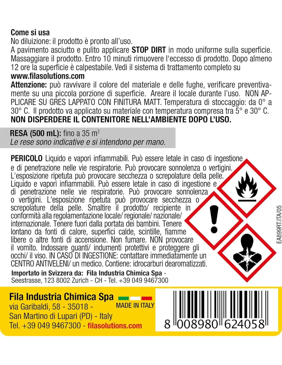 FILA STOP DIRT 500ml Protezione Gres Uso Interno/Esterno 5 FILA STOP DIRT 500ml Protezione Gres Uso Interno/Esterno - immagine 3