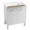 Lavatoio Colavene Domestica Con Piedini 80x45 Bianco Con Tavola Lavapanni In Legno
