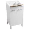 Lavatoio Colavene Domestica Con Piedini 50x45 Bianco Con Tavola Lavapanni In Legno