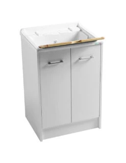 Lavatoio Colavene Domestica 60x60 Bianco Con Tavola Lavapanni In Legno