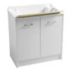 Lavatoio Colavene Domestica 80x45 Bianco Con Tavola Lavapanni In Legno