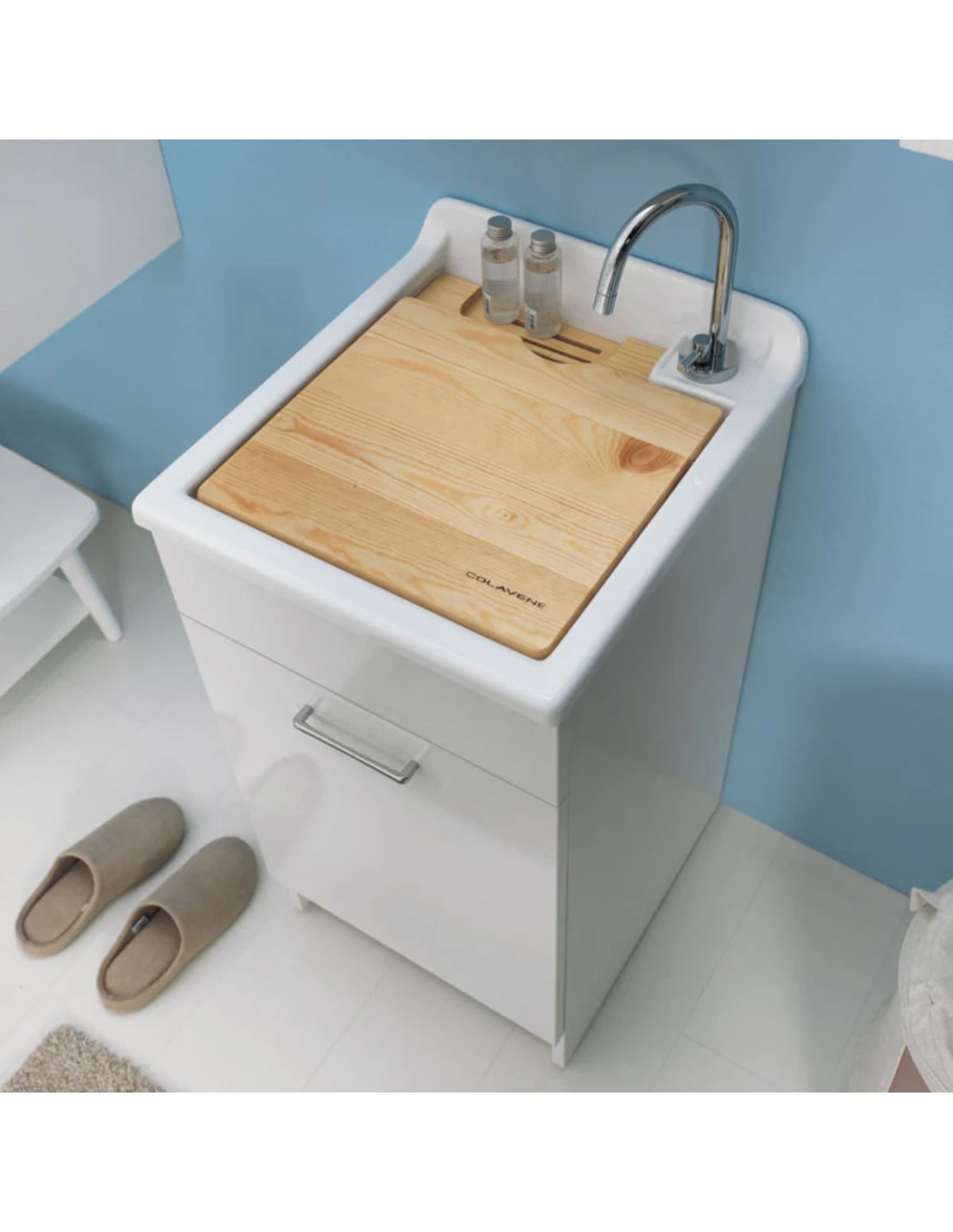 Lavatoio Colavene Jollywash 60X60 Con Cestello E Tavola Lavapanni In Legno 5 Lavatoio Colavene Jollywash 60X60 Con Cestello E Tavola Lavapanni In Legno - immagine 3