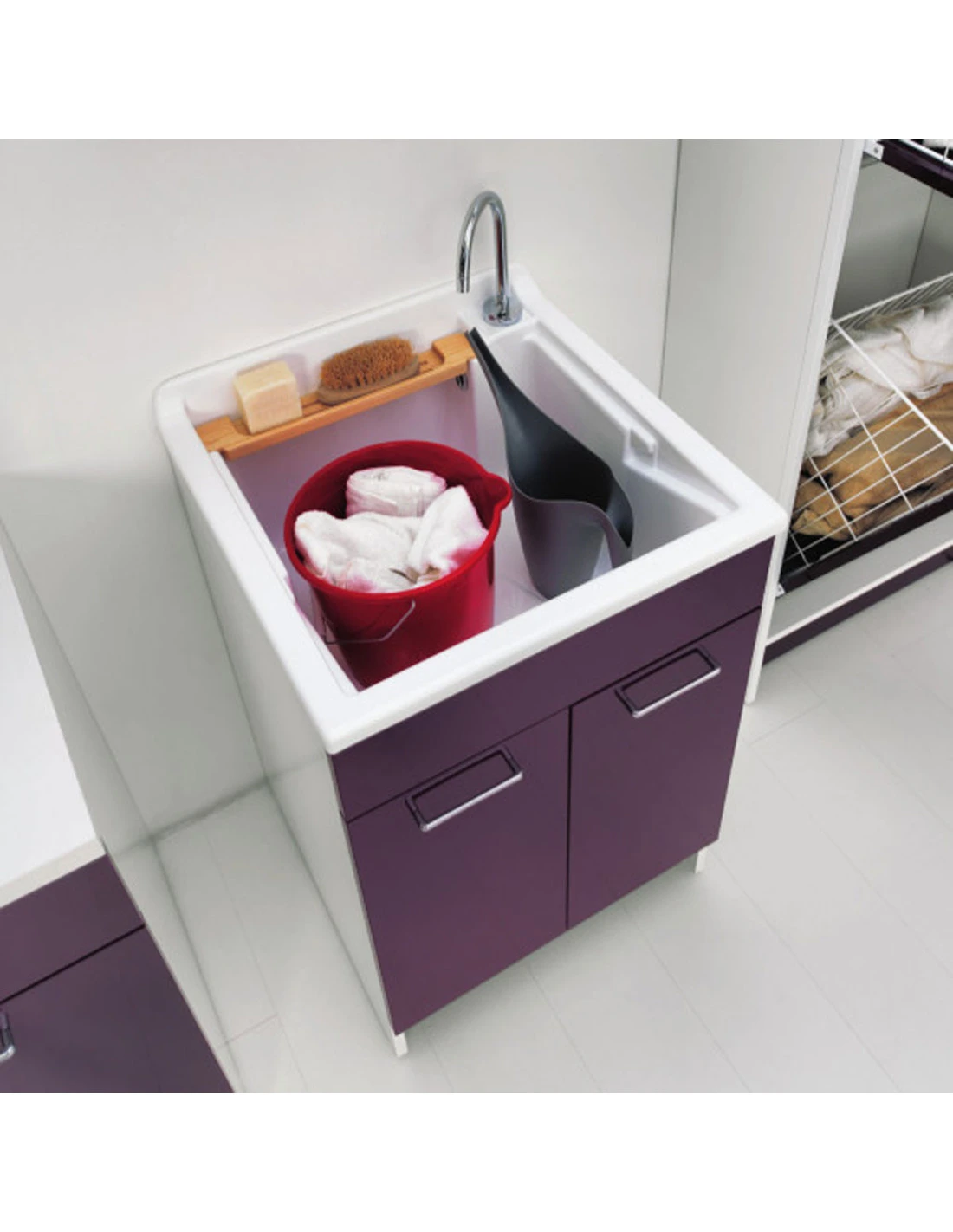 Lavatoio Colavene Swash 45X60 Con Tavola Lavapanni In Legno 6 Lavatoio Colavene Swash 45X60 Con Tavola Lavapanni In Legno - immagine 4