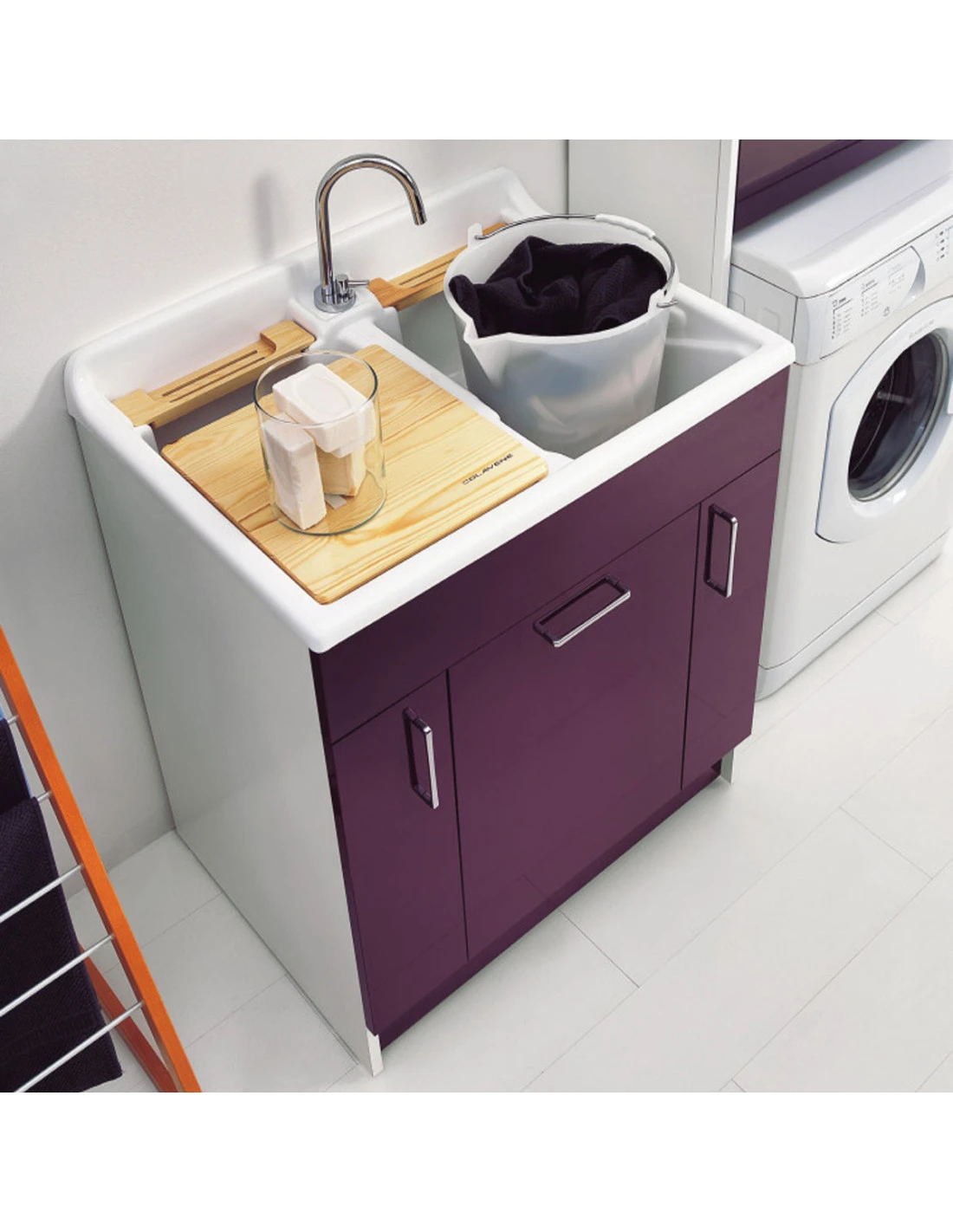 Lavatoio Colavene Twist 80X60 Con Cestello E Tavola Lavapanni In Legno 5 Lavatoio Colavene Twist 80X60 Con Cestello E Tavola Lavapanni In Legno - immagine 3