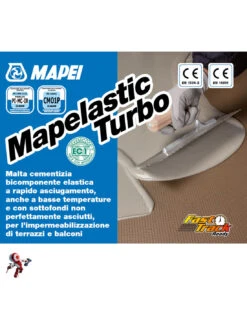 MAPEI MAPELASTIC TURBO KG.36 (A+B) Impermeabilizzante Rapido Per Terrazzi E Balconi -Vendite Masterbrico mapei mapelastic turbo 36kg impermeabilizzante a rapido asciugamento per sottofondi non perfettamente asciutti 2