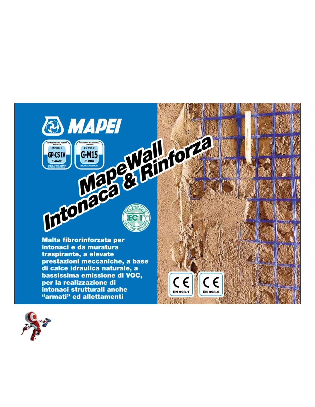 Mapei Mapewall Intonaca E Rinforza Kg. 25 Malta Per Intonaci 4 Mapei Mapewall Intonaca E Rinforza Kg. 25 Malta Per Intonaci - immagine 2