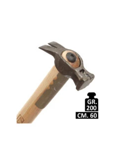 MARTELLO FORGIATO FIORETTO 200 Gr CON MANICO LEGNO 60 CM.