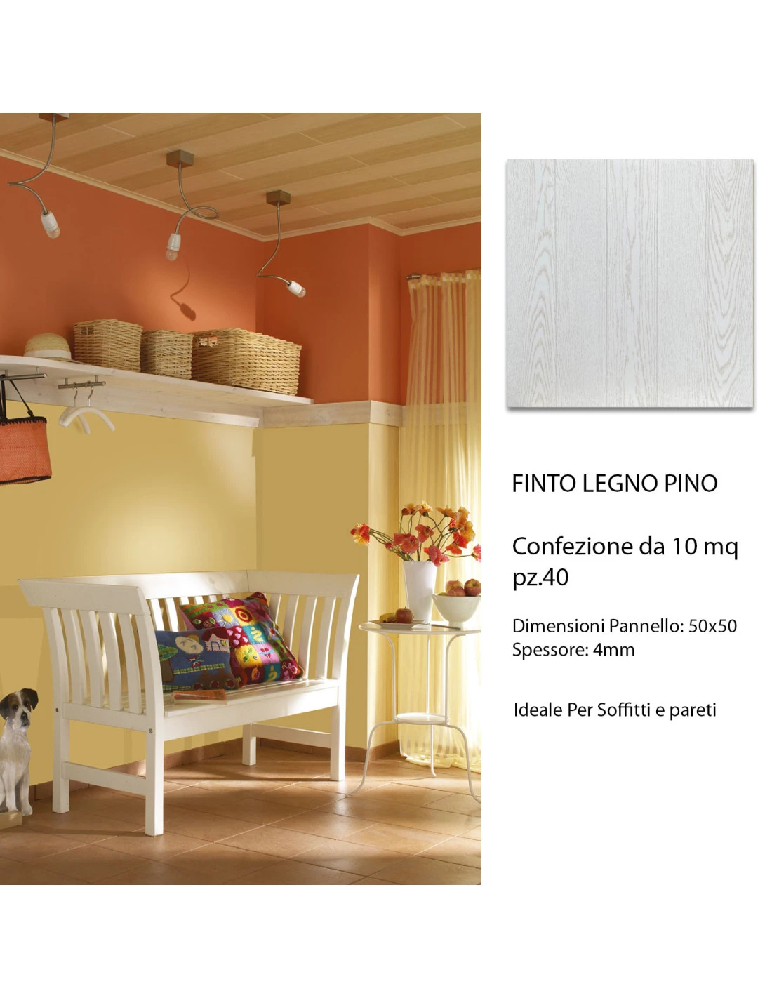 Pannello In Polistirolo Finto Legno Per Pareti E Soffitti 50x50 Athen Bianco (10mq) Spessore 4mm 6 Pannello In Polistirolo Finto Legno Per Pareti E Soffitti 50x50 Athen Bianco (10mq) Spessore 4mm - immagine 4