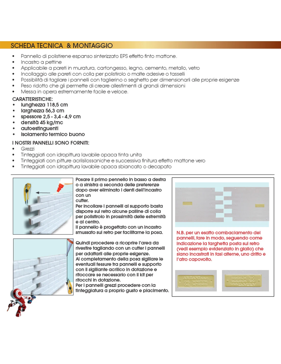 Pannello Polistirolo Decorativo Effetto Mattone Confezione Da 15 Pezzi (9 Mq) Colore Bianco 118,5x56,3 Spessore 2,5 Cm 13 Pannello Polistirolo Decorativo Effetto Mattone Confezione Da 15 Pezzi (9 Mq) Colore Bianco 118,5x56,3 Spessore 2,5 Cm - immagine 11