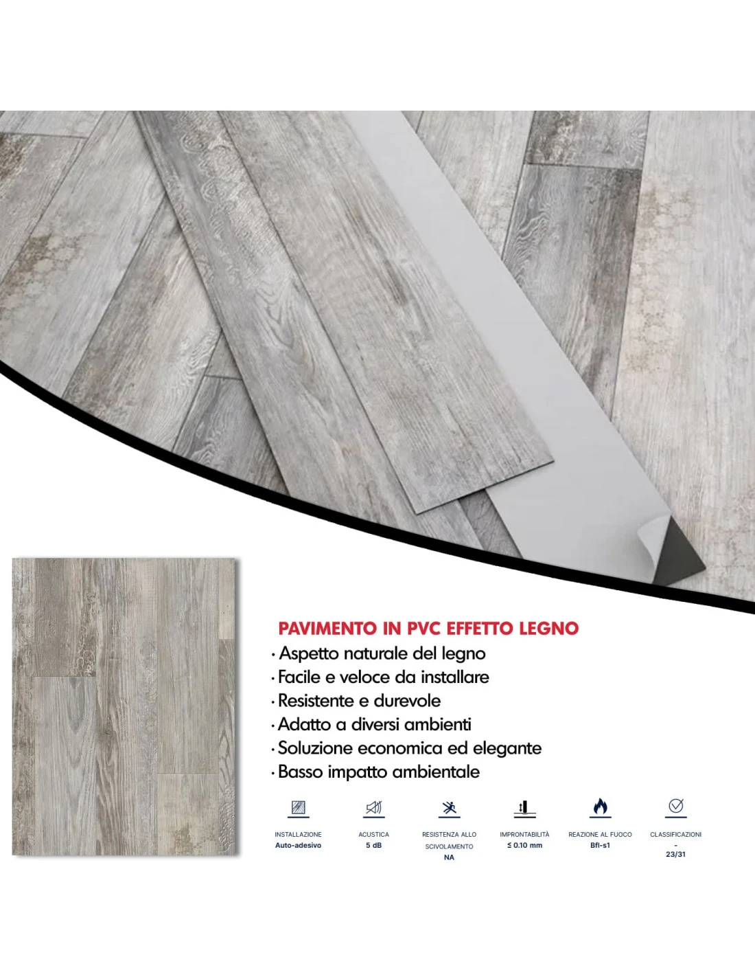 Pavimento Pvc Adesivo Effetto Legno - Listoni Finto Parquet Laminato 18.4x121.9cm Spessore 2.5mm Pacchi Da 2.47mq 4 Pavimento Pvc Adesivo Effetto Legno - Listoni Finto Parquet Laminato 18.4x121.9cm Spessore 2.5mm Pacchi Da 2.47mq - immagine 2