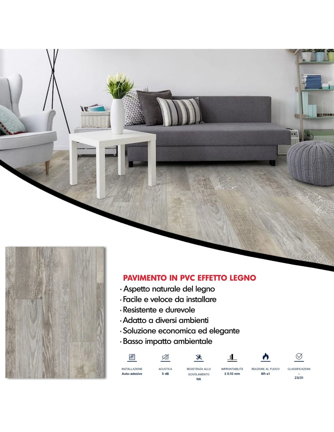 Pavimento Pvc Adesivo Effetto Legno - Listoni Finto Parquet Laminato 18.4x121.9cm Spessore 2.5mm Pacchi Da 2.47mq 7 Pavimento Pvc Adesivo Effetto Legno - Listoni Finto Parquet Laminato 18.4x121.9cm Spessore 2.5mm Pacchi Da 2.47mq - immagine 5
