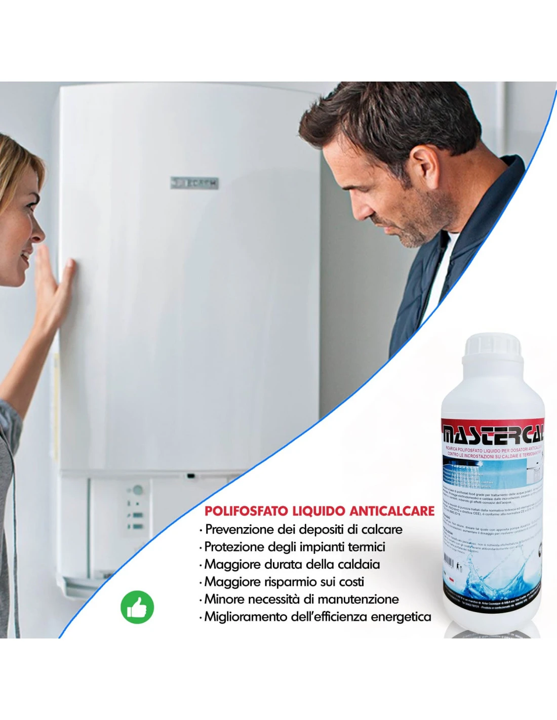 MASTERCAL Polifosfati Per Caldaia Ricarica Da 1 Litro - Polifosfato Liquido Anticalcare Per Dosatore 4 MASTERCAL Polifosfati Per Caldaia Ricarica Da 1 Litro - Polifosfato Liquido Anticalcare Per Dosatore - immagine 2