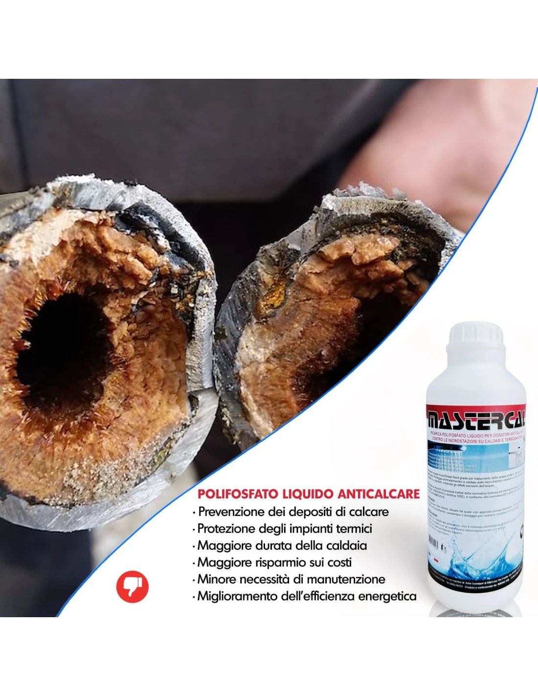 MASTERCAL Polifosfati Per Caldaia Ricarica Da 1 Litro - Polifosfato Liquido Anticalcare Per Dosatore 5 MASTERCAL Polifosfati Per Caldaia Ricarica Da 1 Litro - Polifosfato Liquido Anticalcare Per Dosatore - immagine 3