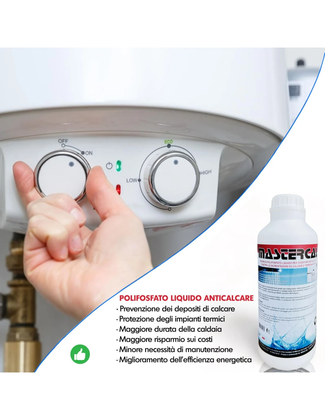 MASTERCAL Polifosfati Per Caldaia Ricarica Da 1 Litro - Polifosfato Liquido Anticalcare Per Dosatore 6 MASTERCAL Polifosfati Per Caldaia Ricarica Da 1 Litro - Polifosfato Liquido Anticalcare Per Dosatore - immagine 4