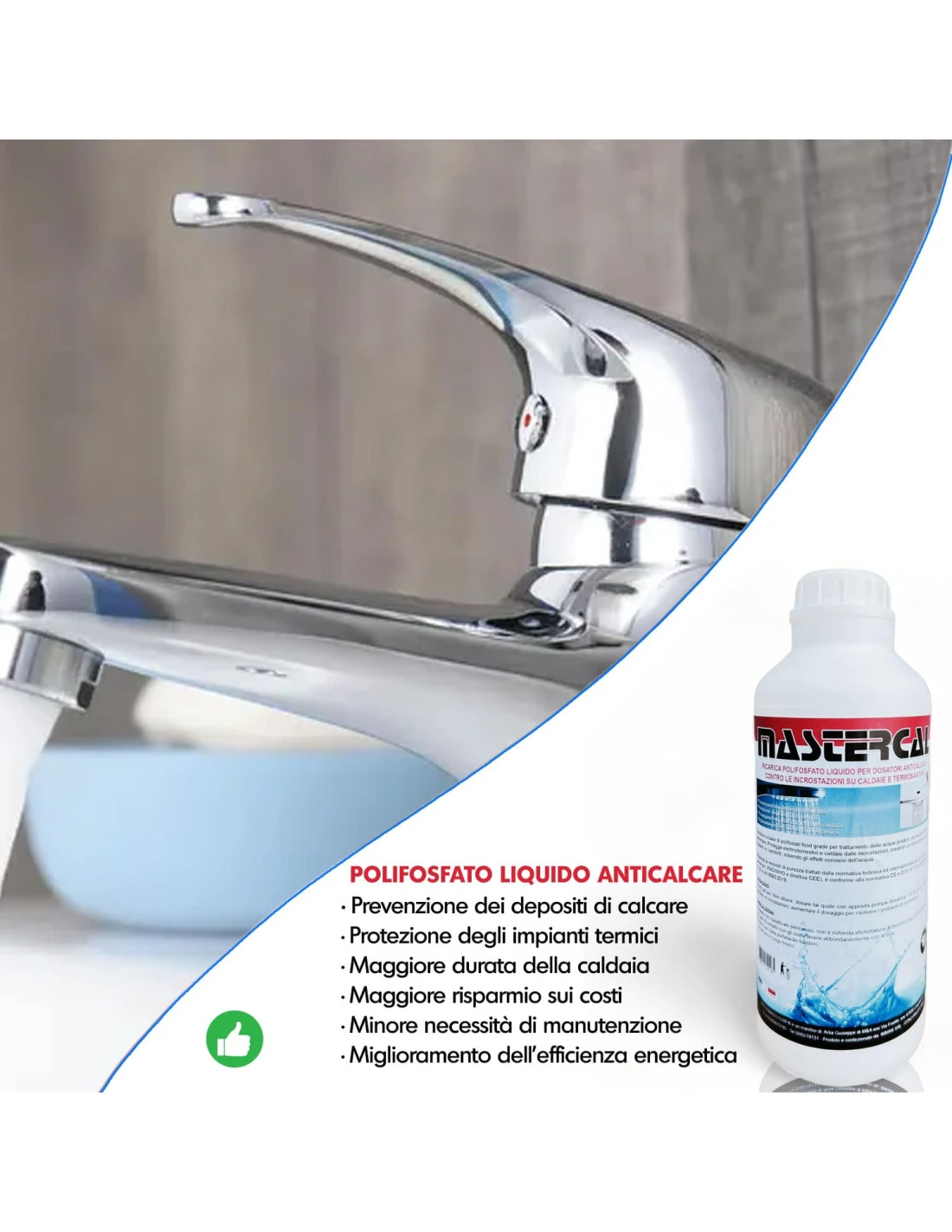 MASTERCAL Polifosfati Per Caldaia Ricarica Da 1 Litro - Polifosfato Liquido Anticalcare Per Dosatore 10 MASTERCAL Polifosfati Per Caldaia Ricarica Da 1 Litro - Polifosfato Liquido Anticalcare Per Dosatore - immagine 8