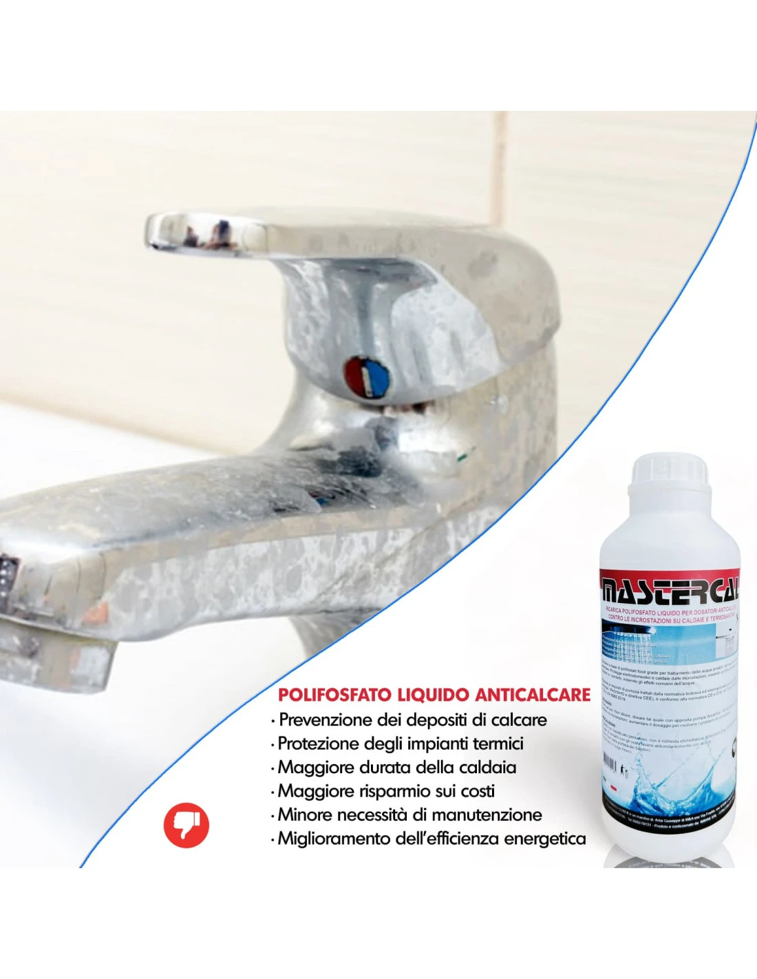 MASTERCAL Polifosfati Per Caldaia Ricarica Da 1 Litro - Polifosfato Liquido Anticalcare Per Dosatore 11 MASTERCAL Polifosfati Per Caldaia Ricarica Da 1 Litro - Polifosfato Liquido Anticalcare Per Dosatore - immagine 9