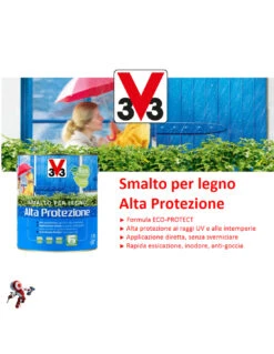 V33 Smalto Per Legno Da Esterno Bianco Smalto Per Legno Alta Protezione 2,5 Litri Bianco -Vendite Masterbrico smalto per legno bianco acqua 2
