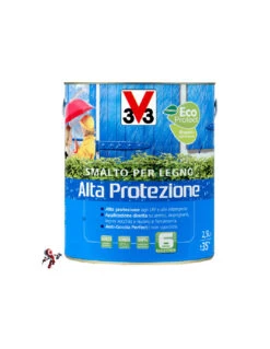 V33 Smalto Per Legno Da Esterno Bianco Smalto Per Legno Alta Protezione 2,5 Litri Bianco