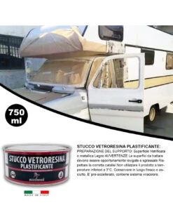 Stucco Vetroresina Bicomponente 750 Ml Per Barche Carrozzeria Auto Moto E Legno, Riempitivo Fibro Rinforzato -Vendite Masterbrico stucco vetroresina bicomponente 750 ml per barche carrozzeria auto moto e legno riempitivo fibro rinforzato 6