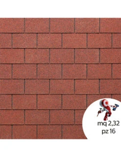 Tegola Canadese EcoRoof Rettangolare Bituminosa 2,32 Mq/pacco 16 Pezzi